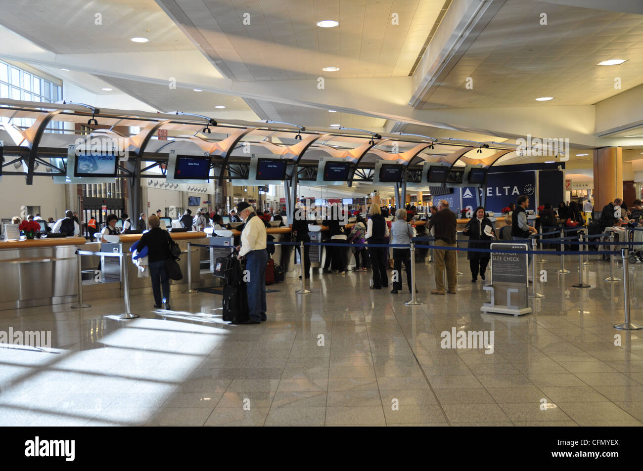 Check in for Delta Air Lines at Atlanta International Airport. Stock Photo