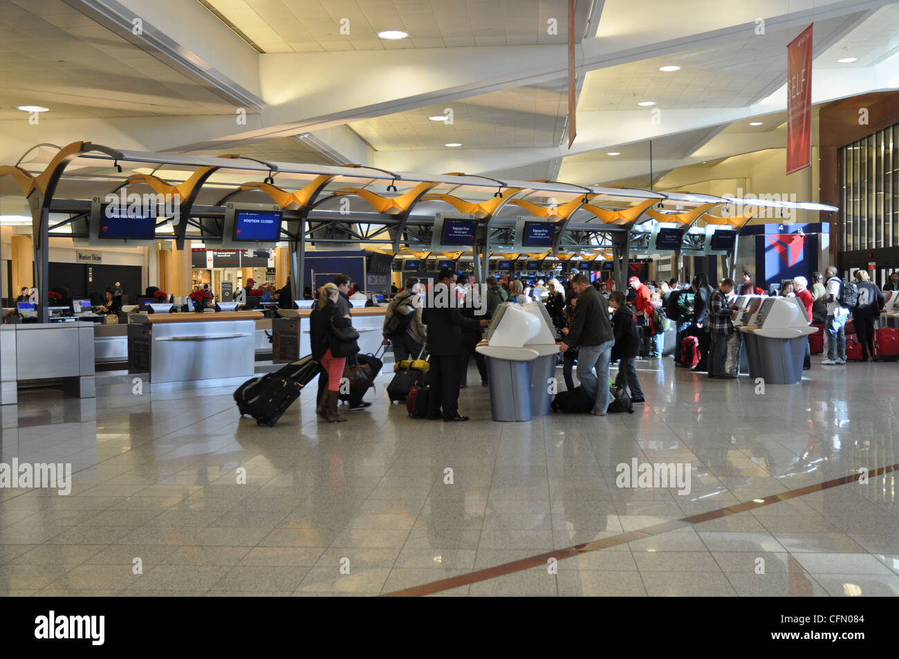 Delta Airlines check in at Atlanta International Airport. Stock Photo