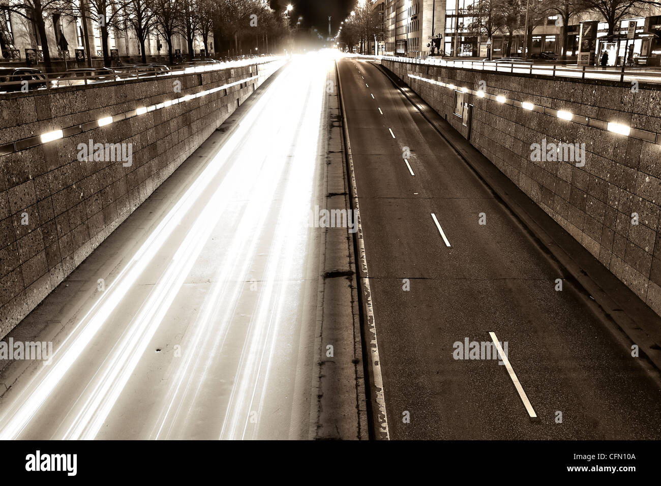 Prinzregentenstrasse at night Stock Photo