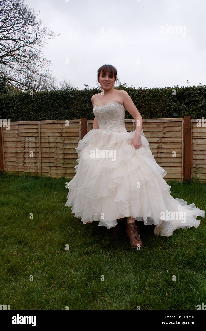 wedding dress and boots Stock Photo 