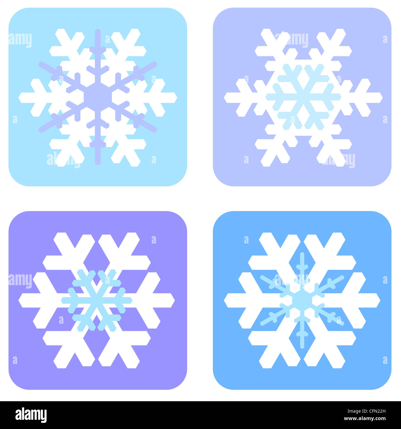 White winter snow flakes design set Stock Photo
