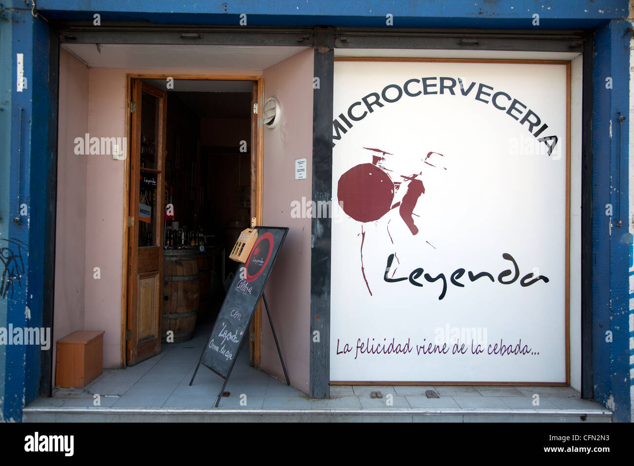 Cerveza Leyenda, a female owner and operated microbrewery in the Ñuñoa district of Santiago, Chile. Stock Photo