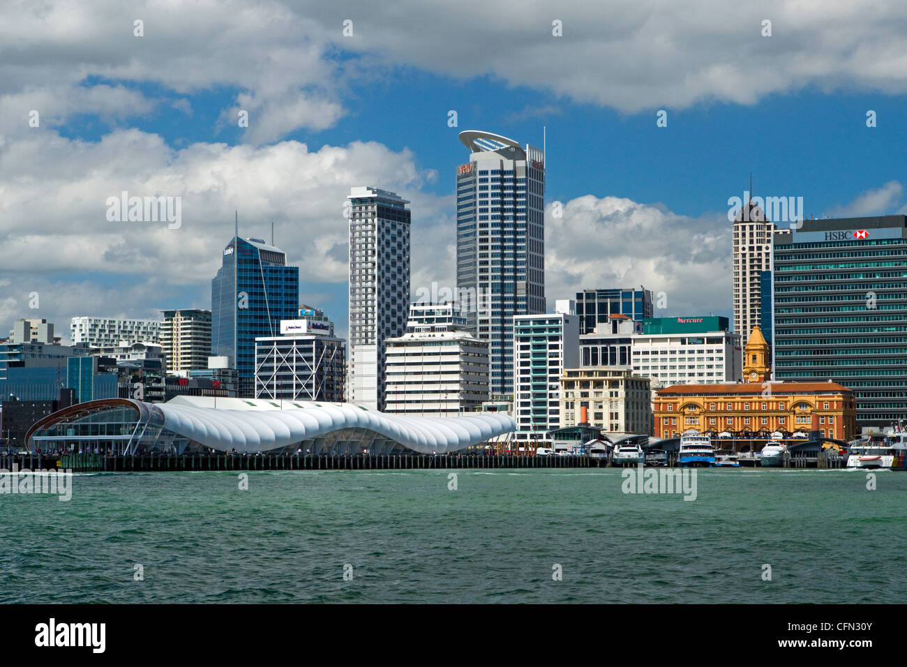 The Cloud, Ferry Building and skyline, Auckland, New Zealand, Friday, March 16, 2012. Auckland, New Zealand Stock Photo