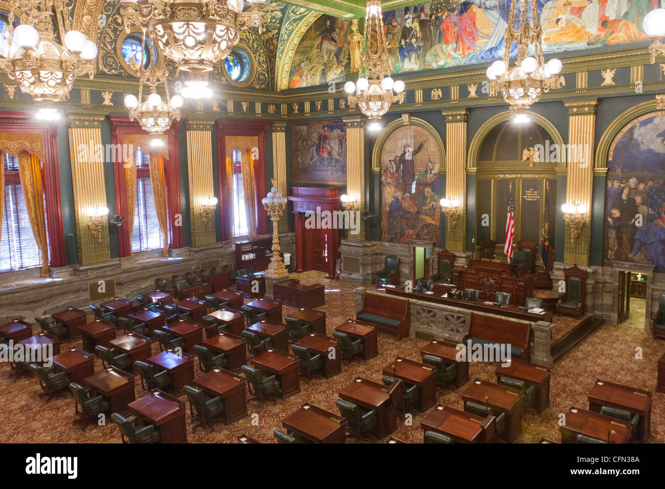 Inside the Senate chambers of the Pennsylvania state capitol building in Harrisburg Stock Photo