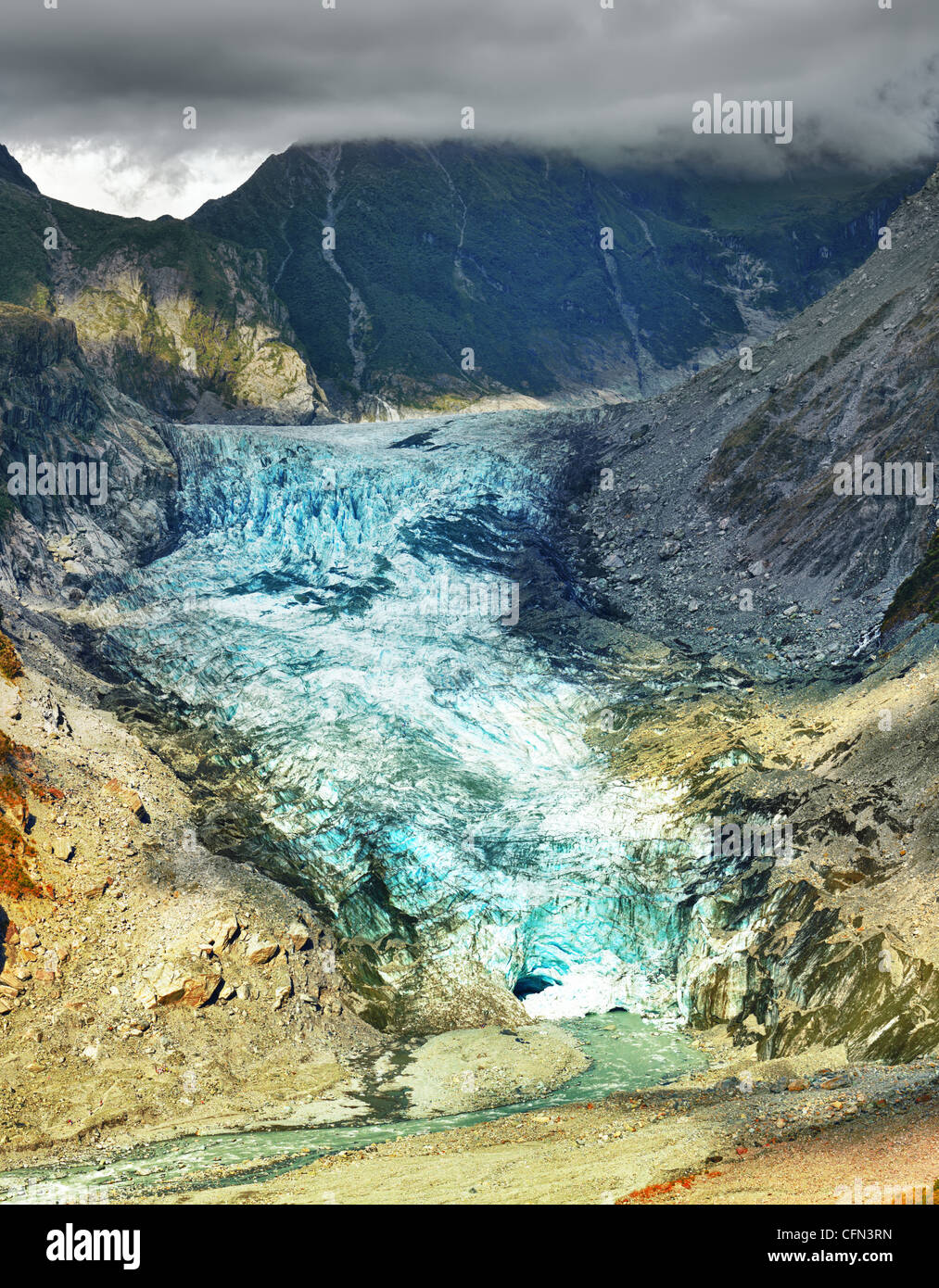 Fox glacier in New Zealand Stock Photo