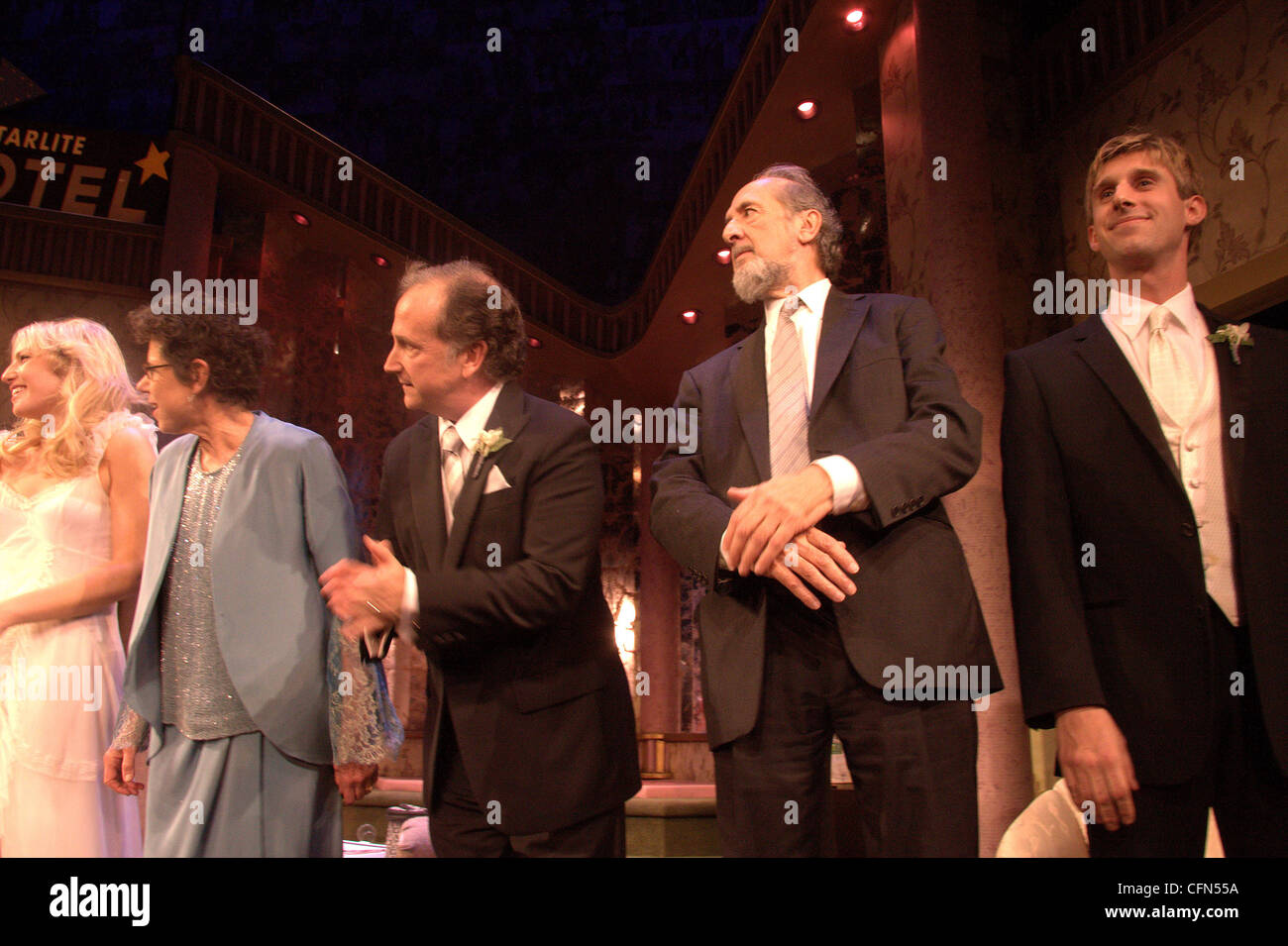 Ari Graynor, Julie Kavner, Mark Linn-Baker, Richard Libertini and Bill Army  Opening night of the Broadway production of 'Relatively Speaking' at the Brooks Atkinson Theatre - Curtain Call  New York City, USA - 20.10.11 Stock Photo