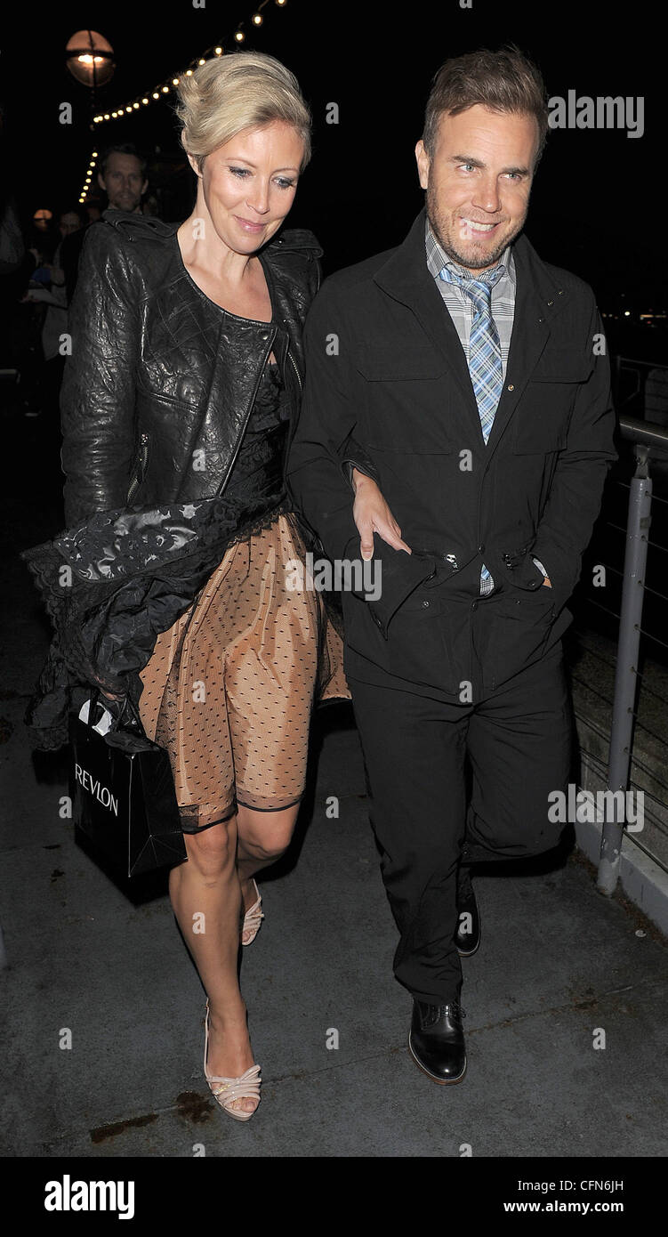 Gary Barlow of 'Take That' and his wife Dawn Barlow arriving at the Savoy Pier. The BRIT Awards 2011 afterparty, held at the Savoy Hotel London, England - 16.02.11 Stock Photo