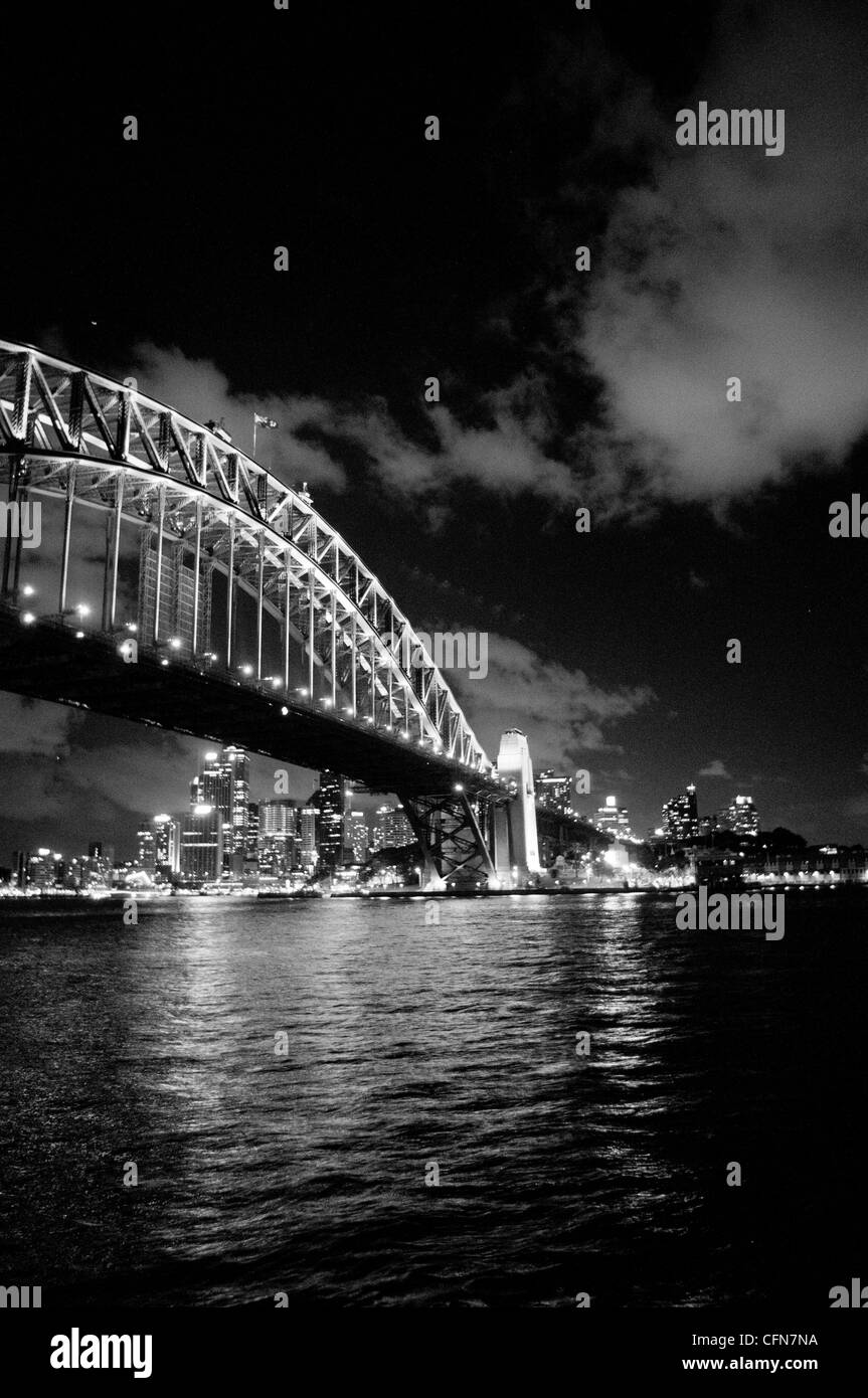 Sydney Harbour Bridge at night, Stock Photo