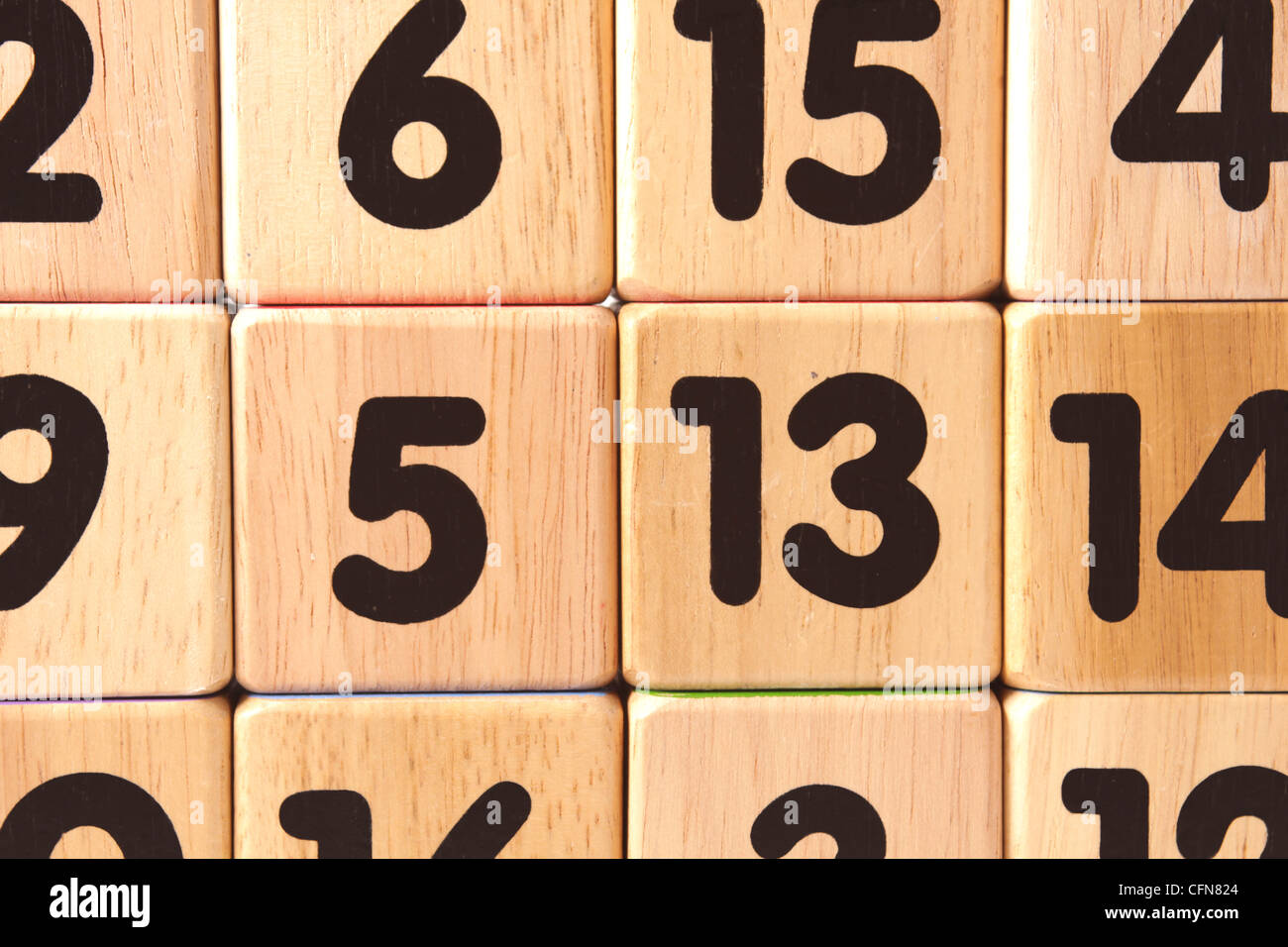 Wooden blocks with numbers Stock Photo - Alamy