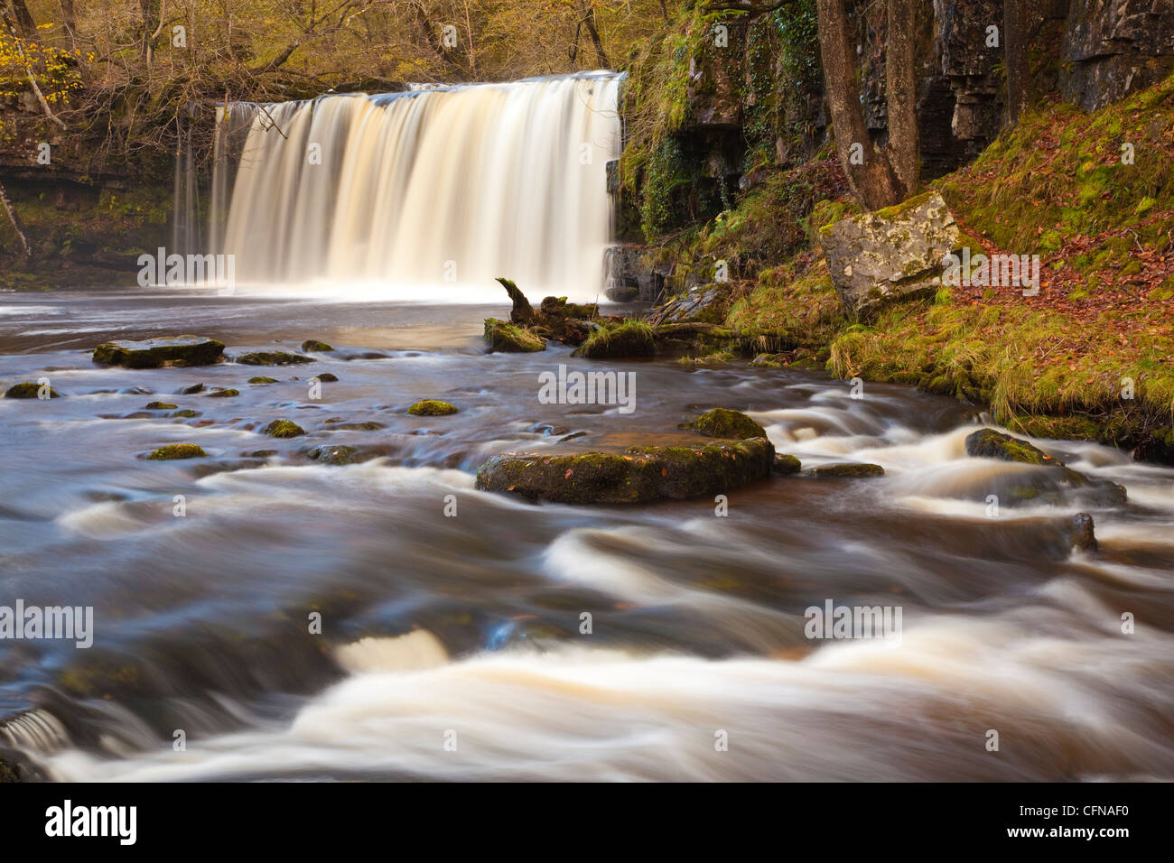 Sqwd Ddwli Waterfall, Brecon Beacons, Mid Wales, United Kingdom, Europe Stock Photo