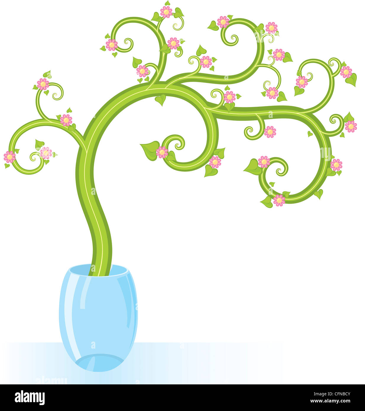 Decorative tree pink flowers with copy space vector illustration Stock ...