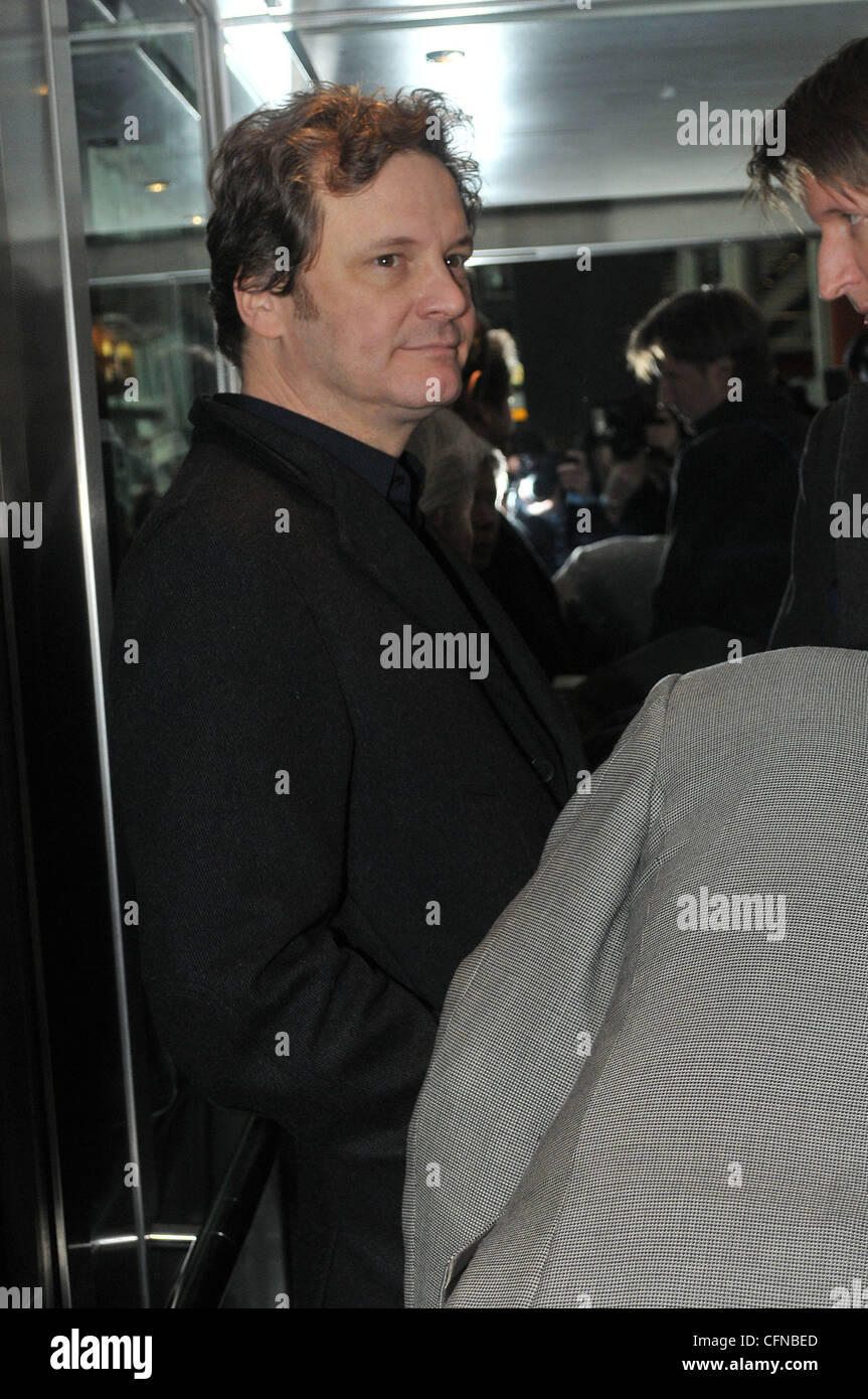 Colin Firth arriving at Heathrow airport London, England - 17.02.11 Stock Photo
