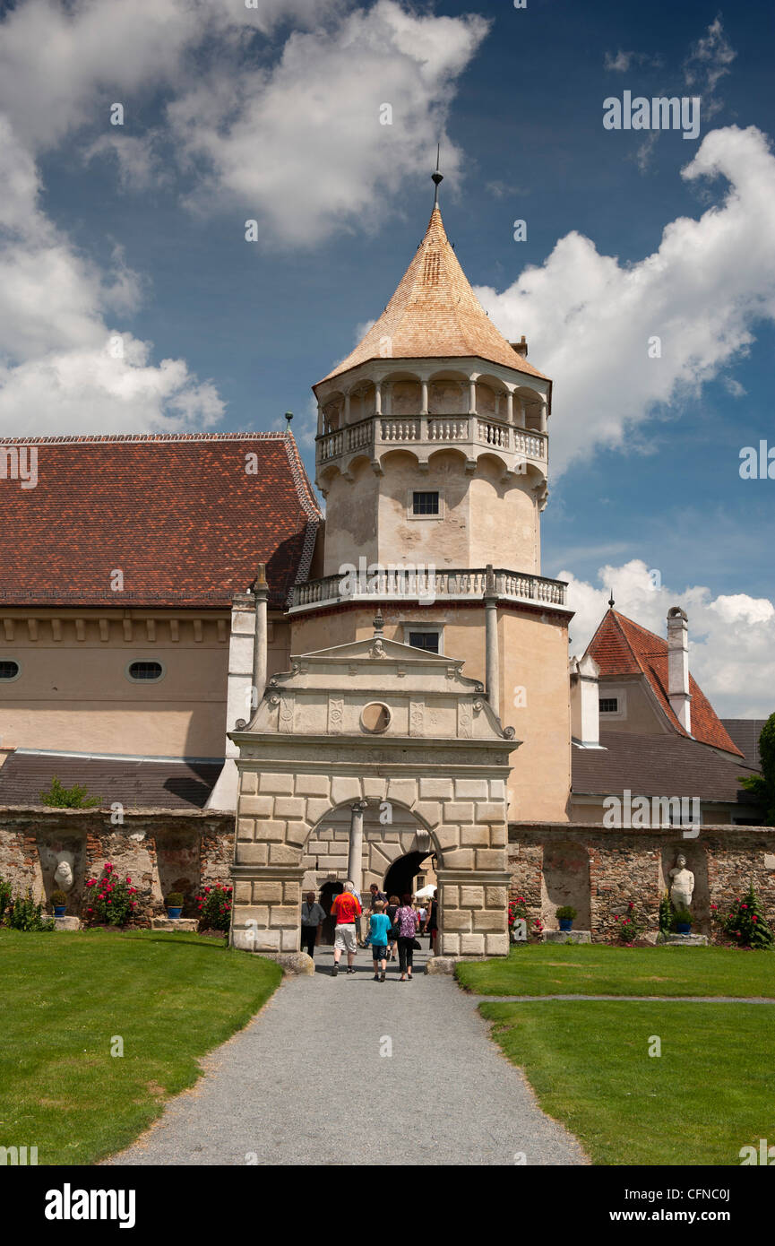 Tower and gate at courtyard of Renaissance Rosenburg Castle, Rosenburg, Niederosterreich, Austria, Europe Stock Photo