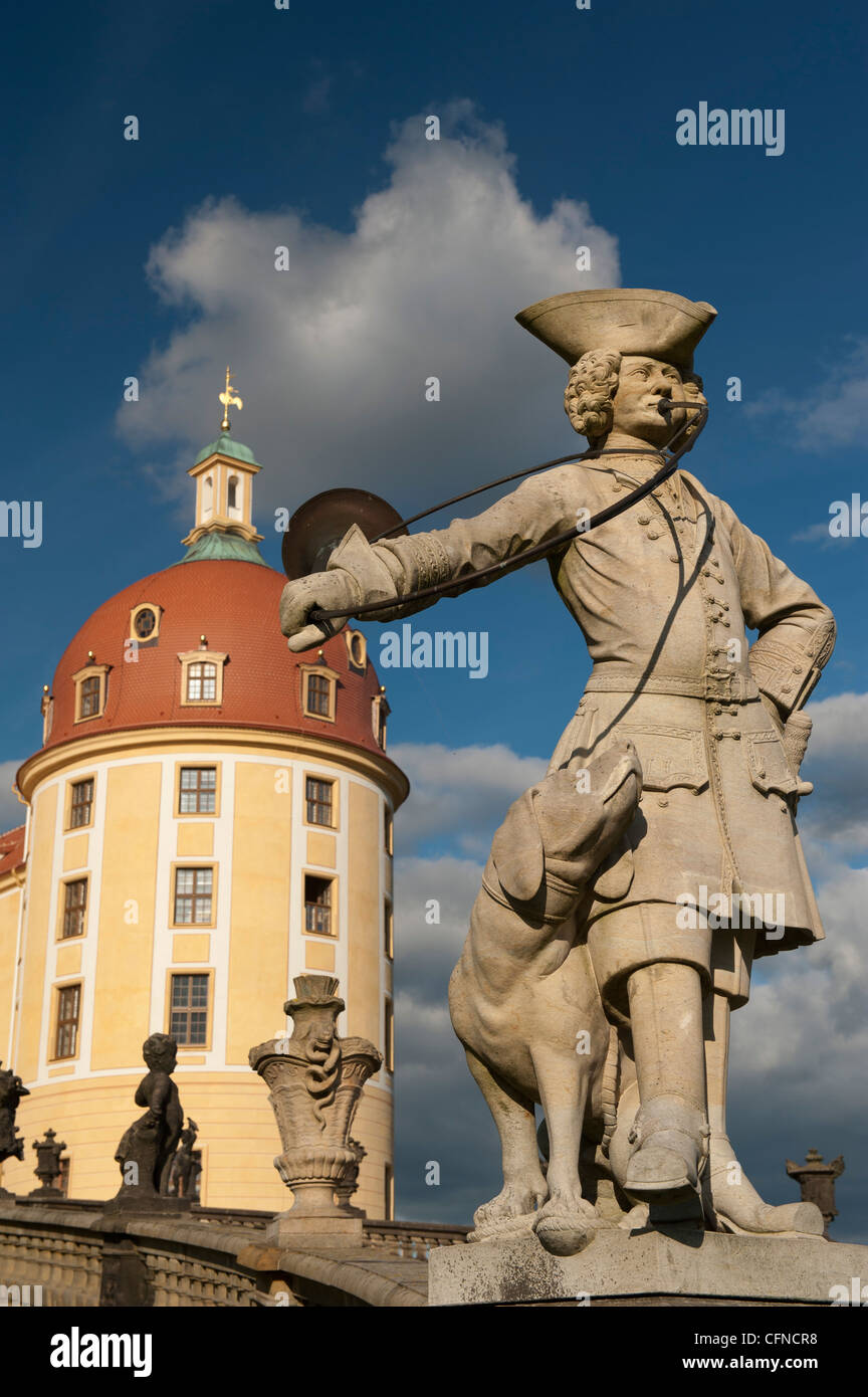 Baroque statue at Moritzburg Castle, Moritzburg, Sachsen, Germany, Europe Stock Photo