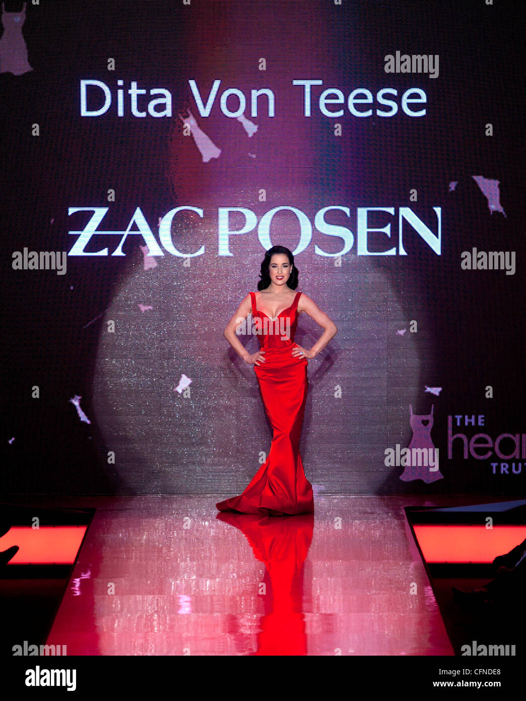 Dita Von Teese wearing Zac Posen Mercedes-Benz IMG New York Fashion