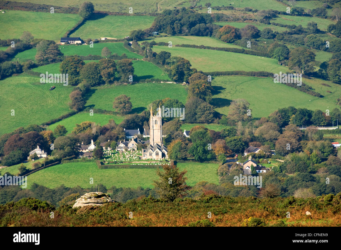 The village of Widecombe in the Moor, Dartmoor National Park, Devon, England, United Kingdom, Europe Stock Photo