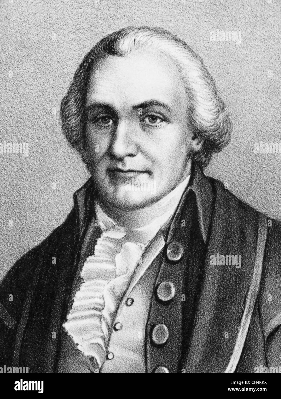Vintage portrait print of American statesman and judge Oliver Ellsworth (1745 - 1807) - the third US Chief Justice (1796 - 1800). Stock Photo