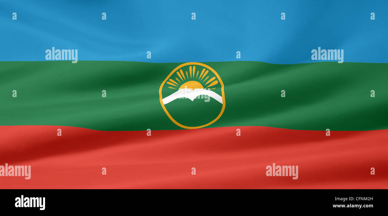 Flag of the Republic of Karachay - Cherkessia - Russia Stock Photo