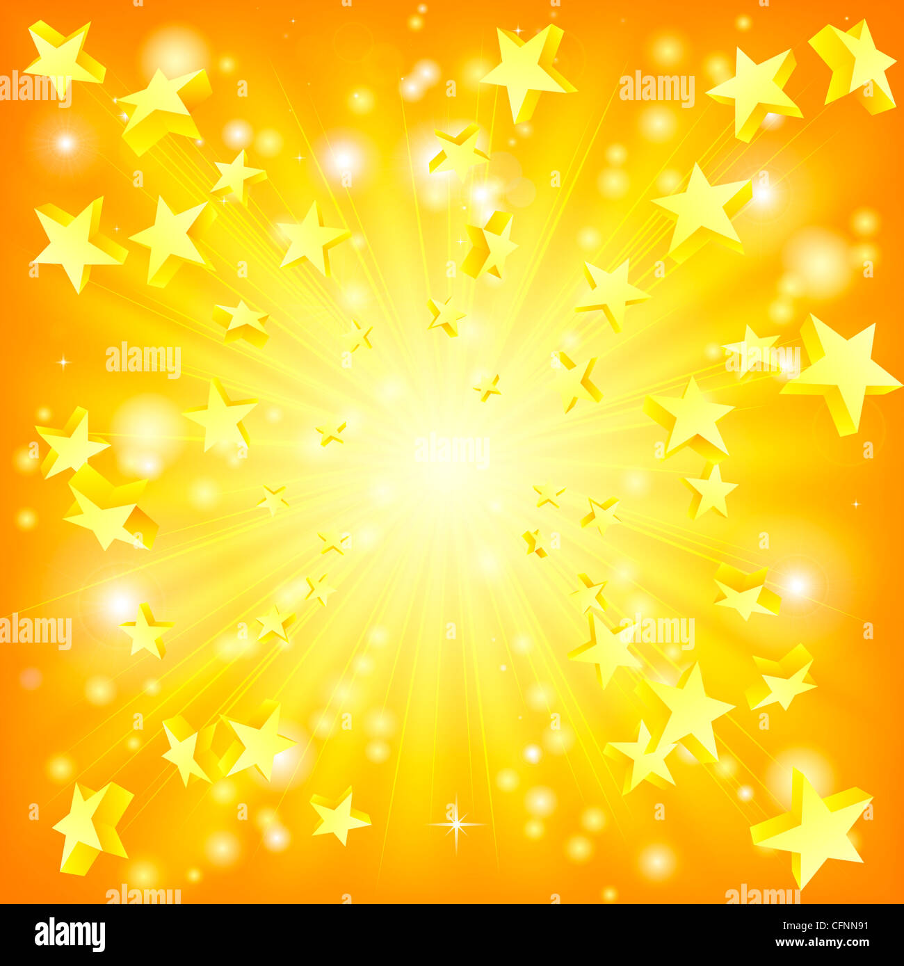Orange and yellow background with 3d stars flying out Stock Photo Alamy