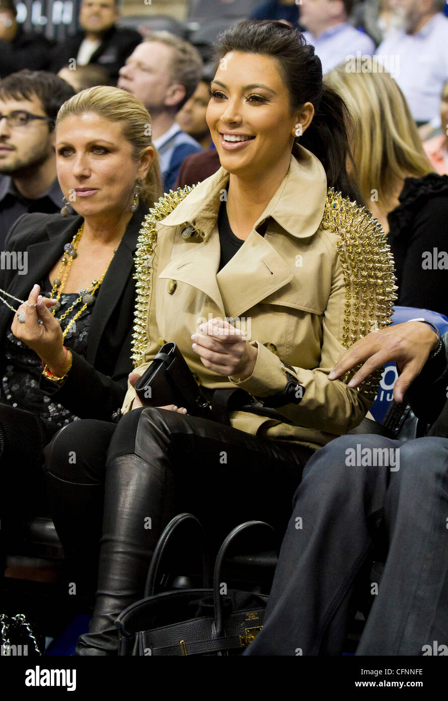 Kim Kardashian sits courtside during the NBA game between the New York  Knicks and the New Jersey Nets at the Prudential Center in Newark New Jersey,  USA - 12.02.11 Stock Photo - Alamy