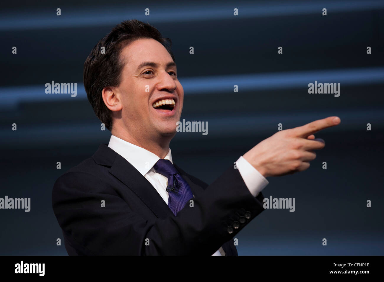 Labour and opposition Leader Ed Miliband pictured at Labour's Youth Conference at Warwick University . Stock Photo