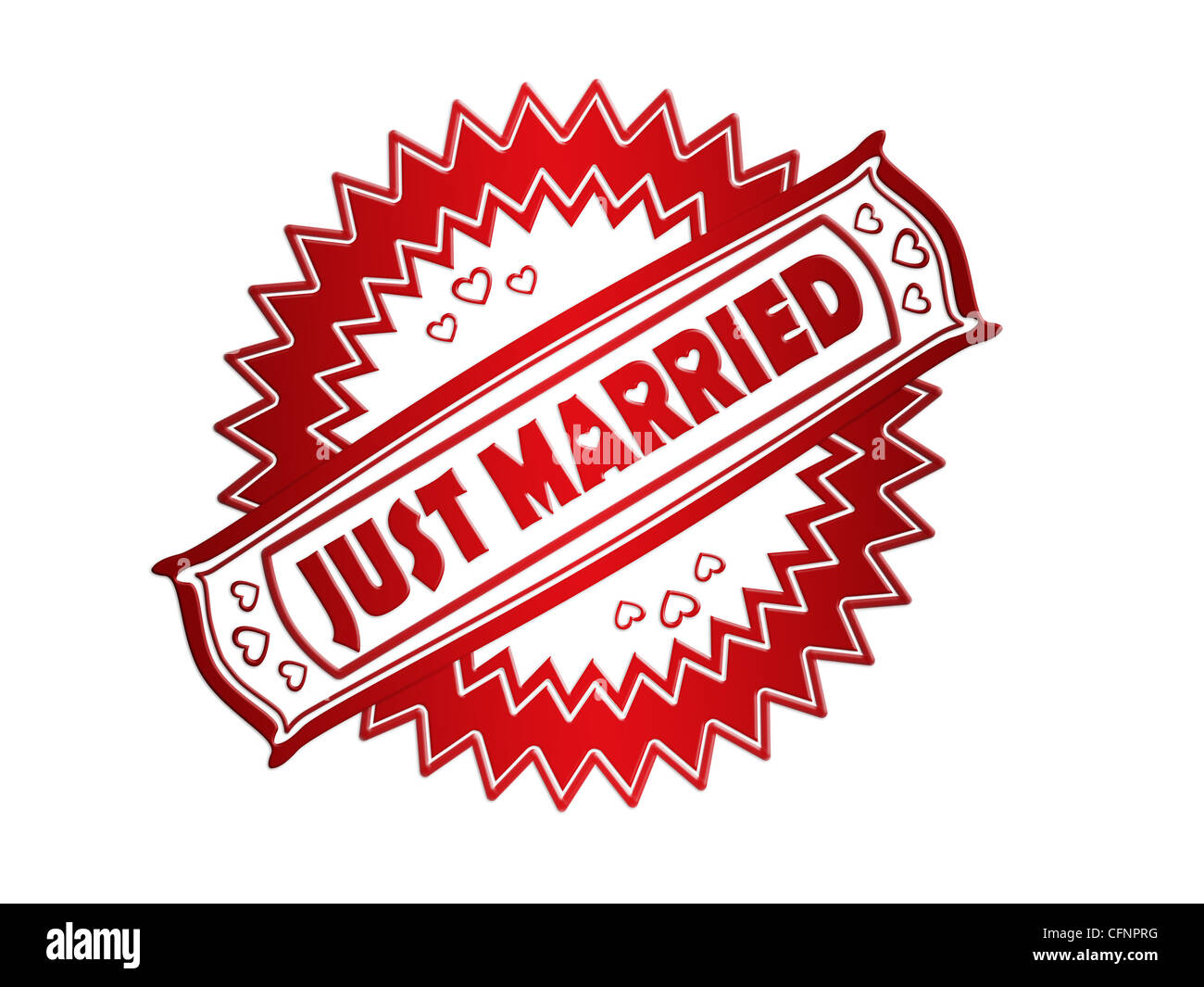 Red Just Married stamp print Stock Photo