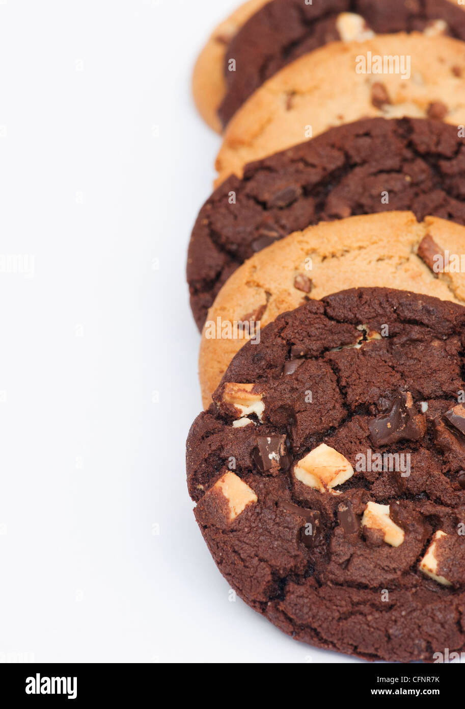 Dark and light chocolate chip cookies Stock Photo Alamy