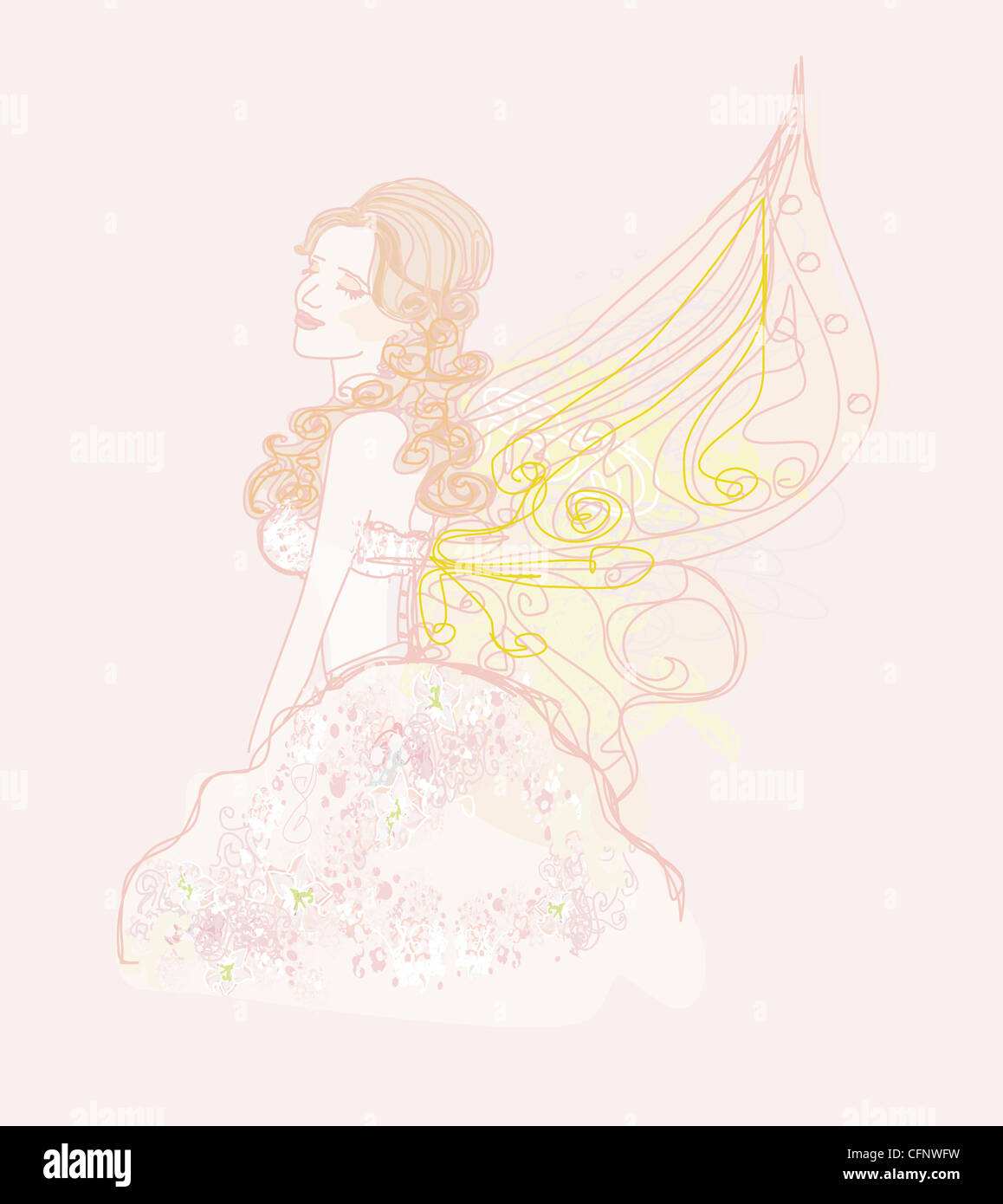 floral background with a beautiful fairy Stock Photo - Alamy