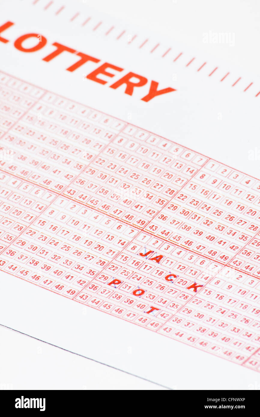 Lottery ticket with numbers that spell JACKPOT Stock Photo Alamy