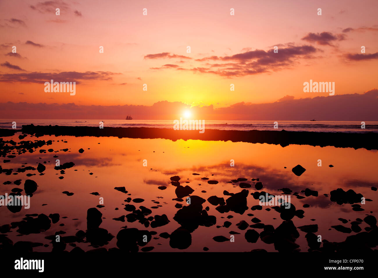 Colorful sunset at Playa de las Americas, Tenerife Stock Photo Alamy