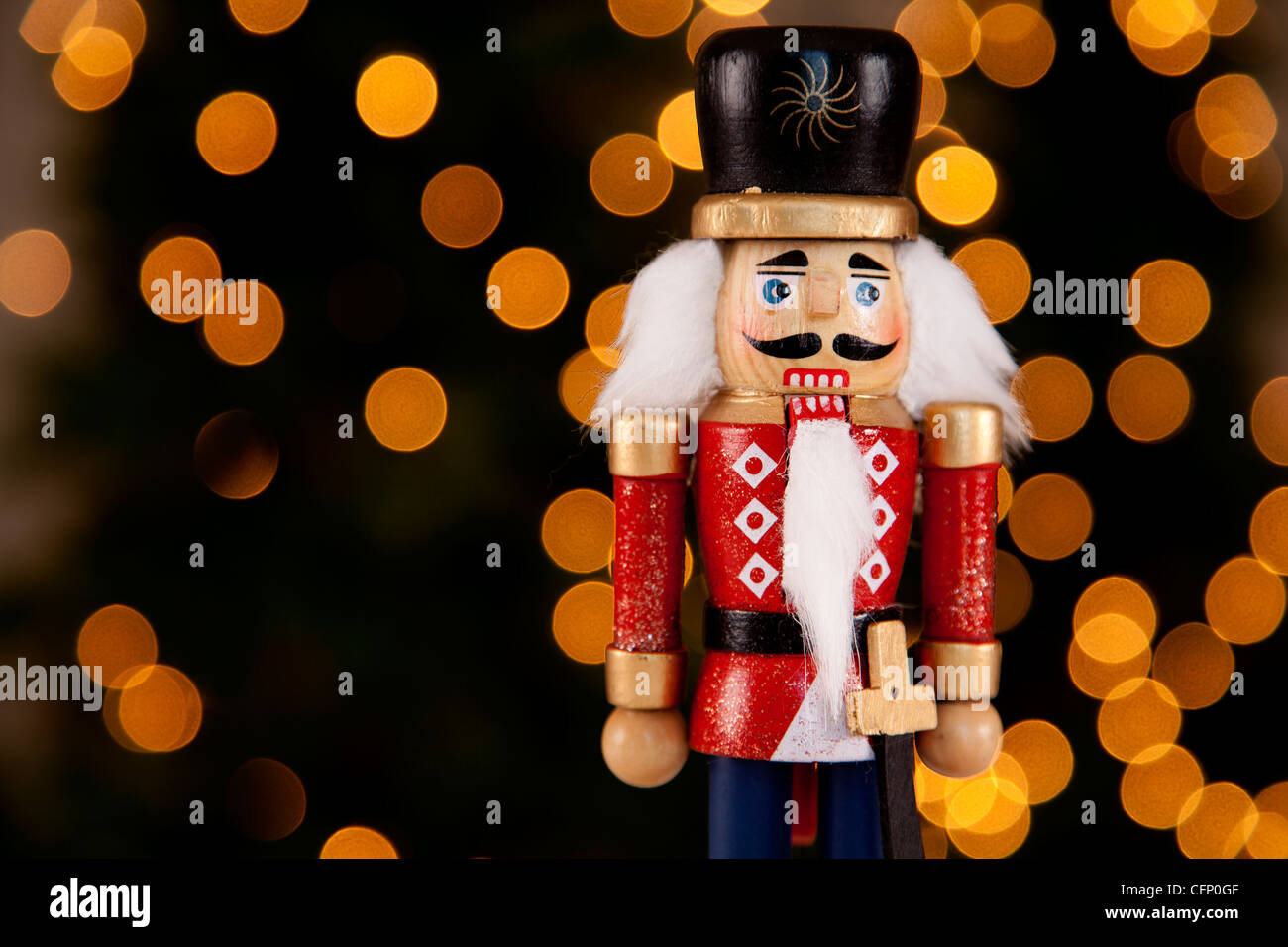 Traditional Figurine Christmas Nutcracker Wearing A Old Military Style Uniform Stock Photo