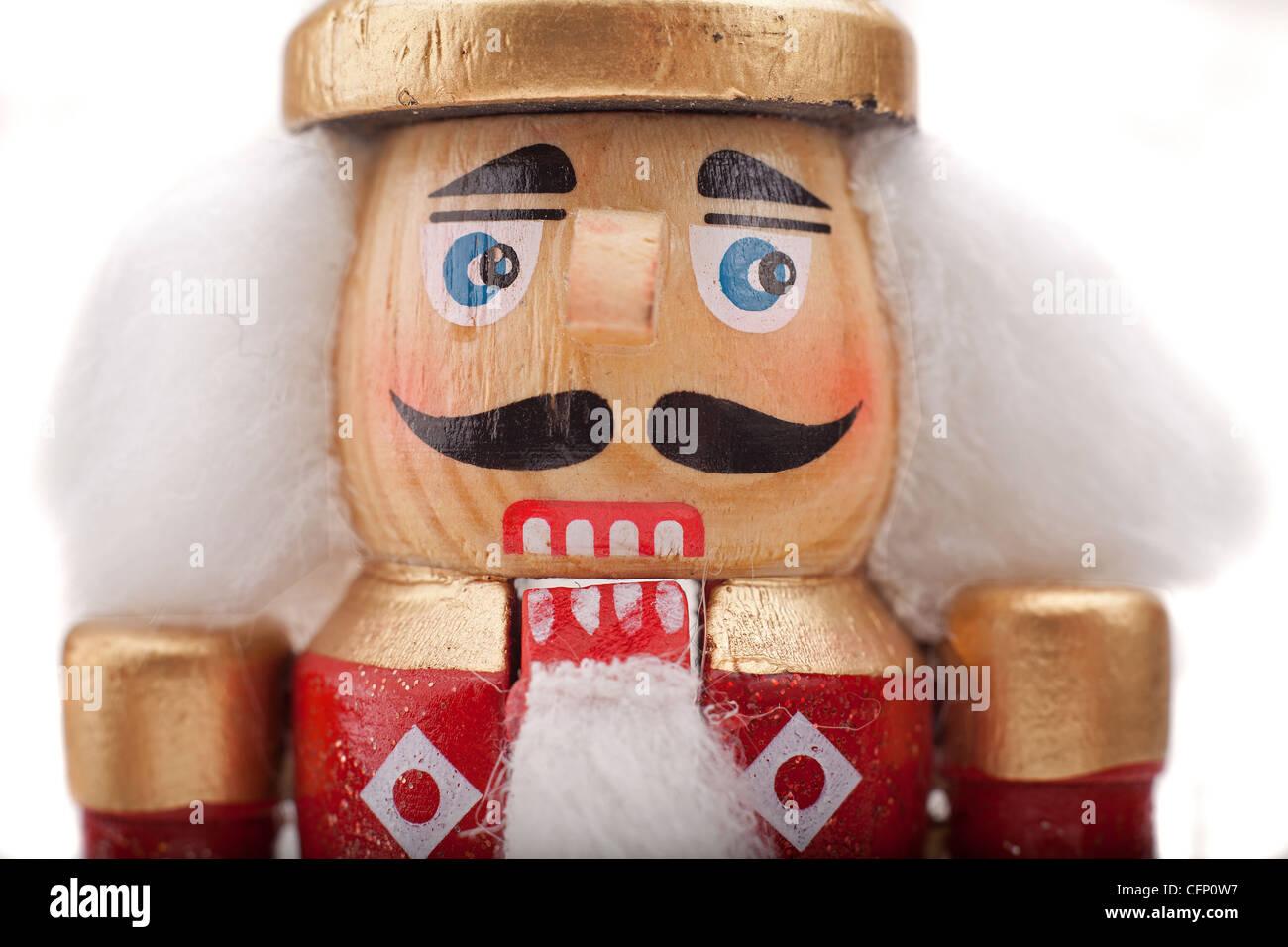Traditional Christmas Nutcracker Figurine Wearing A Old Military Style Uniform Stock Photo