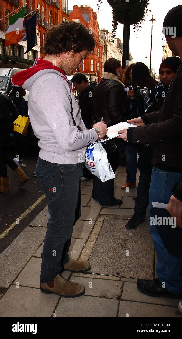 Sam Worthington Celebrities outside Claridges hotel London, England