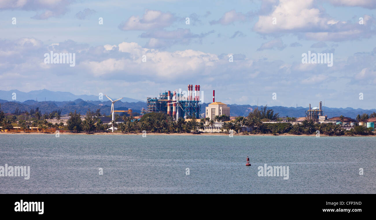 SAN JUAN, PUERTO RICO - Bacardi factory in harbor. Stock Photo