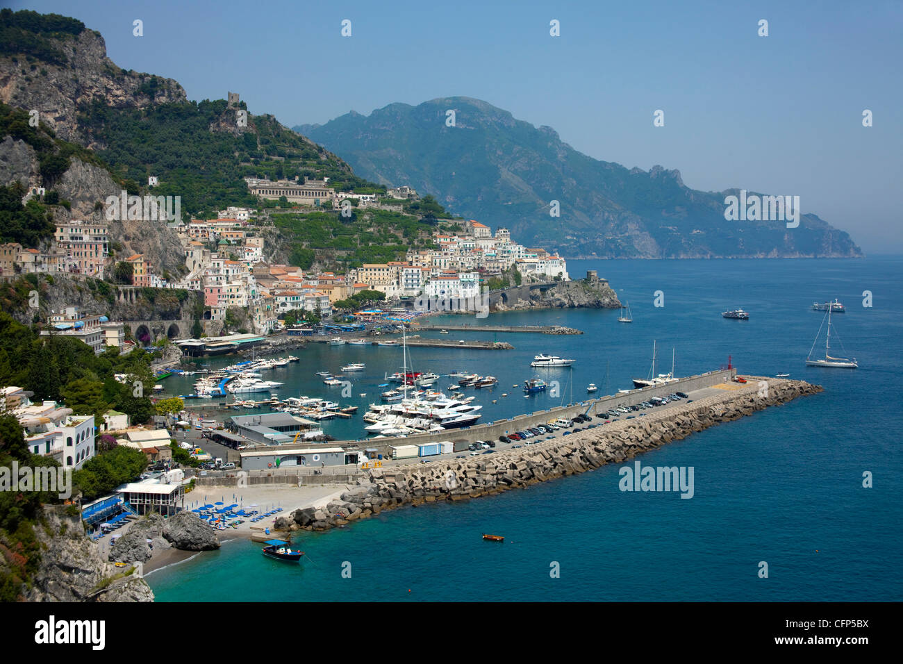 Harbour of the village Amalfi, Unesco World Heritage site, Campania, Italy, Mediterranean sea, Europe Stock Photo