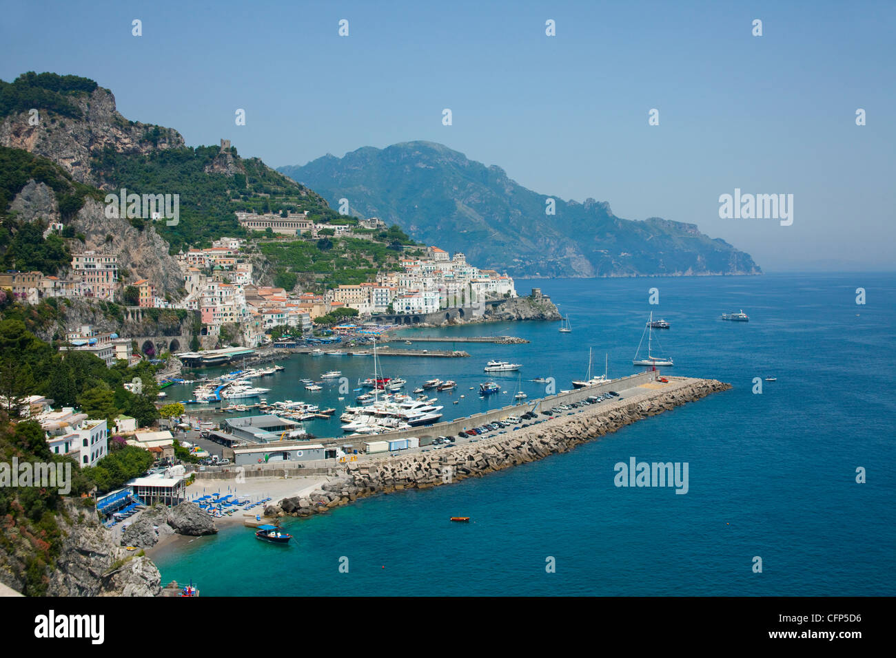 Harbour of the village Amalfi, Unesco World Heritage site, Campania, Italy, Mediterranean sea, Europe Stock Photo