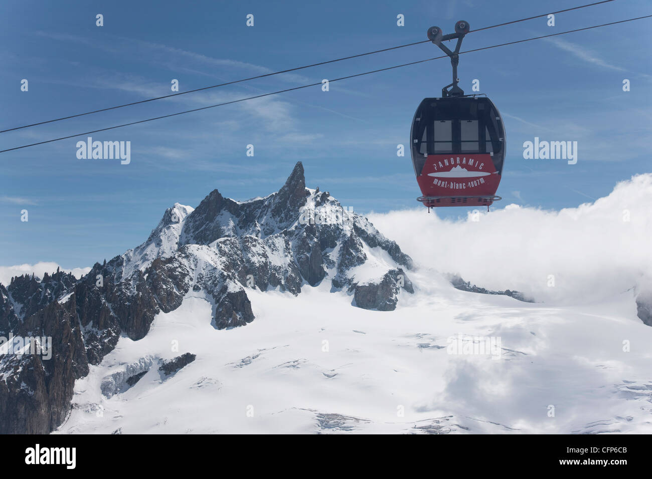 Aiguille du Midi, view of the Mont Blanc Massif, Chamonix, Haute Savoie ...