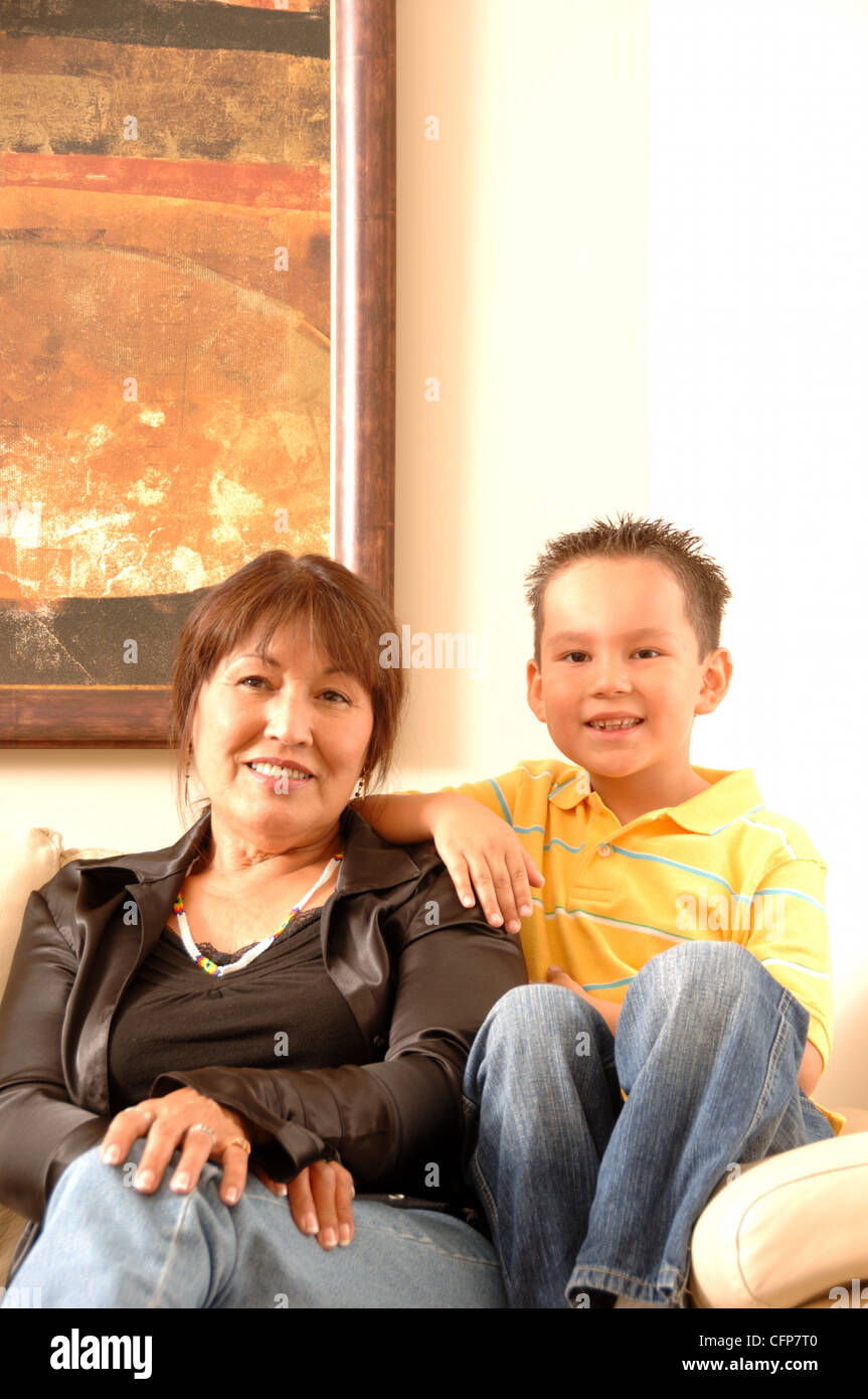 Portrait of Grandmother and Grandson Stock Photo