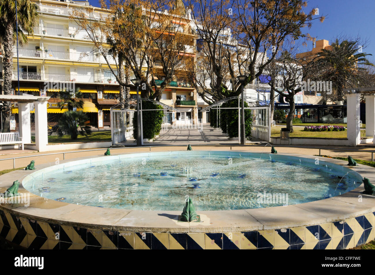 A fountain in Palamos Costa Brava. Stock Photo