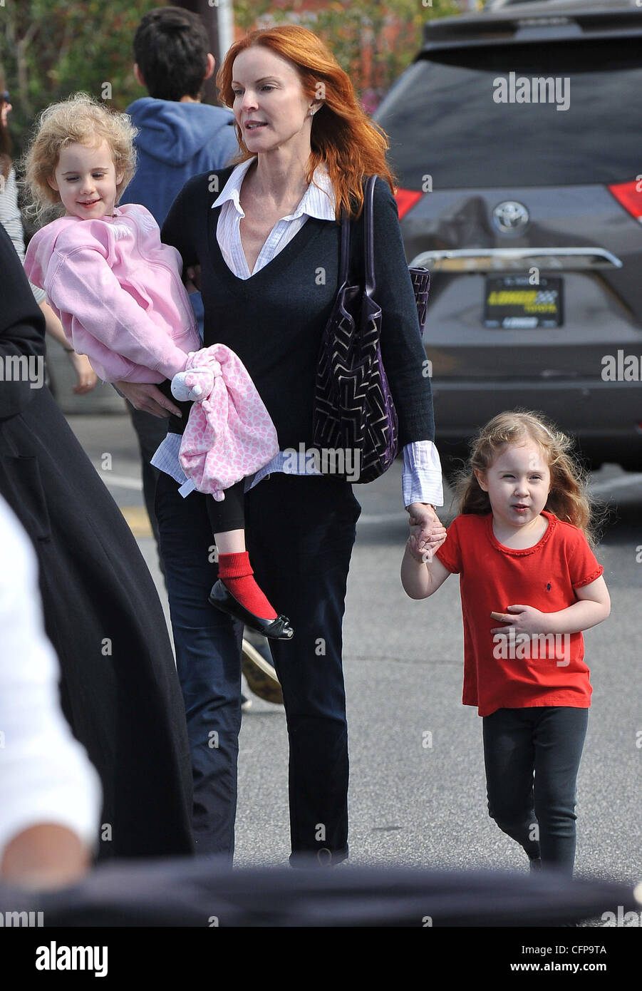 Marcia Cross out shopping with her daughters at Country Mart in