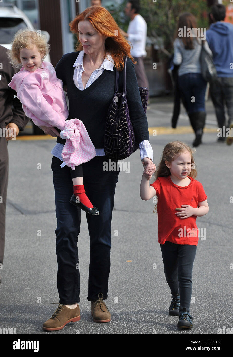 Marcia Cross out shopping with her daughters at Country Mart in