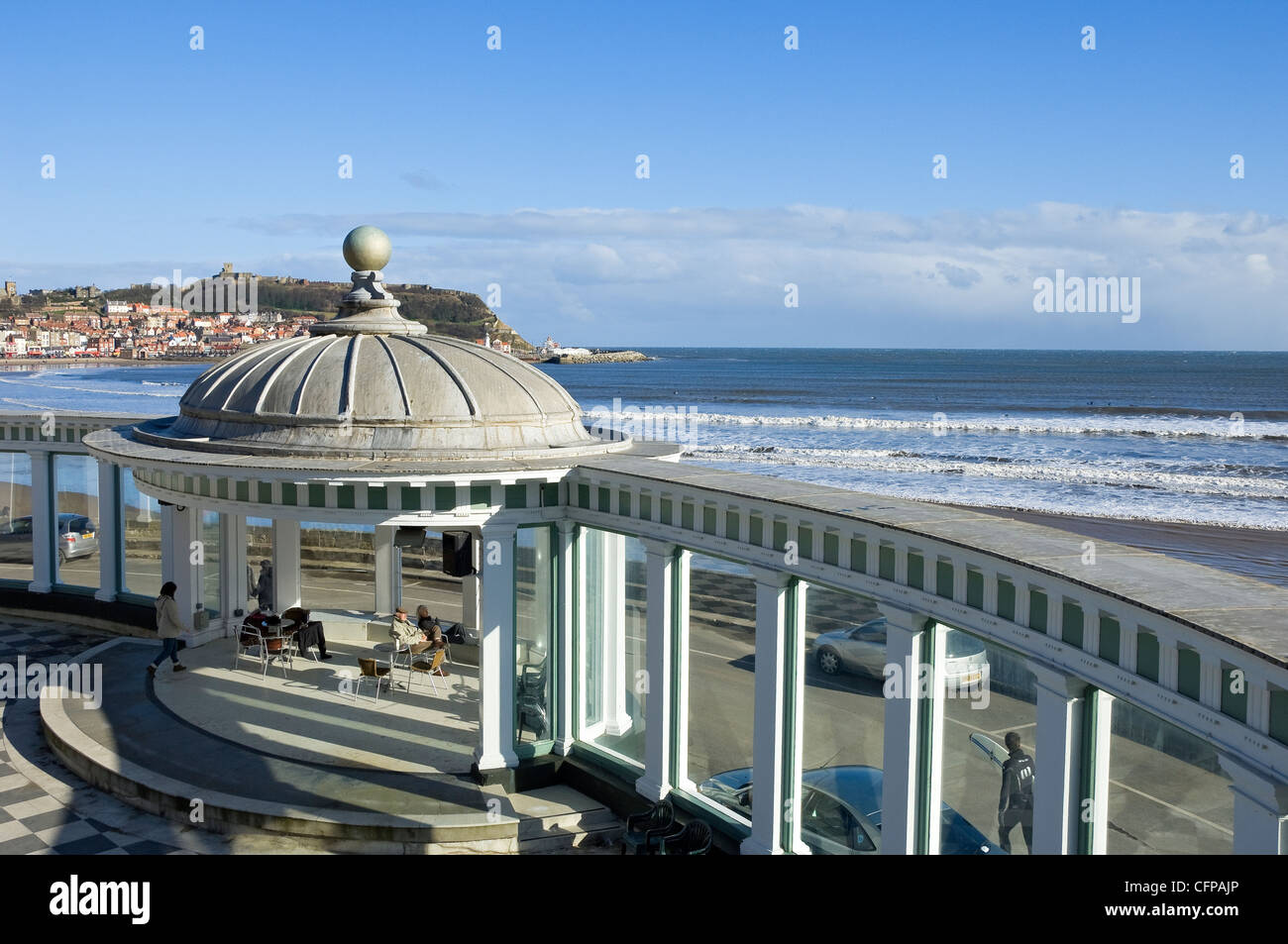 The bandstand at the Spa in winter South Bay Scarborough North Yorkshire England UK United Kingdom GB Great Britain Stock Photo