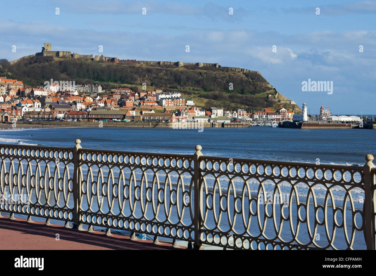 View looking towards South Bay in winter Scarborough North Yorkshire England UK United Kingdom GB Great Britain Stock Photo