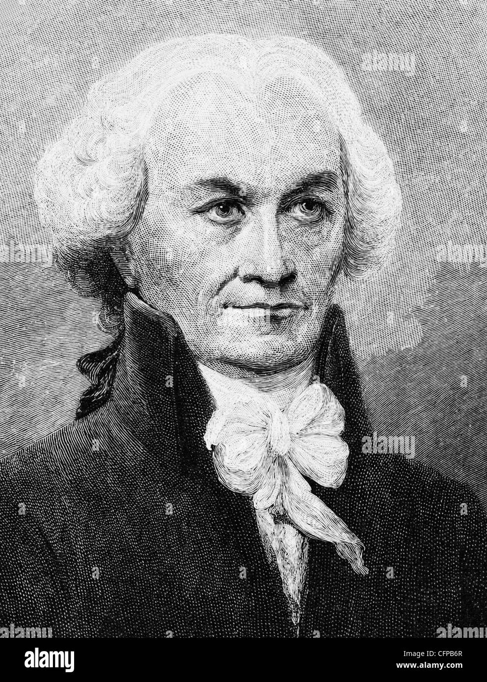 Vintage portrait print of American statesman and judge Oliver Ellsworth (1745 - 1807) - the third US Chief Justice (1796 - 1800). Stock Photo