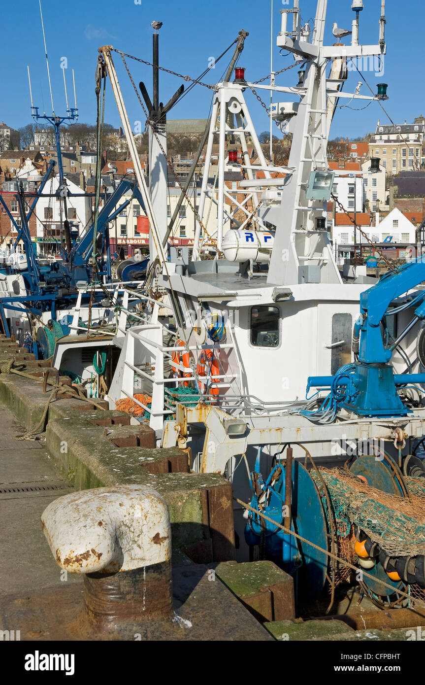 Close up of fishing boats boat at the quayside Scarborough Harbour