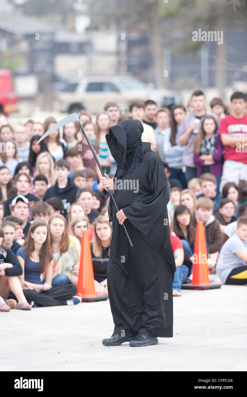 High school students participate in Shattered Dreams Program designed to educate the danger associated with drinking and driving Stock Photo