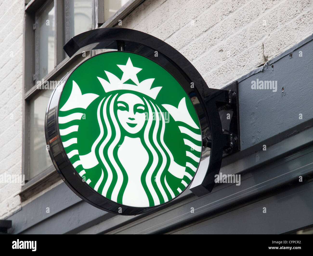 Starbucks logo sign in Amsterdam the Netherlands Stock Photo