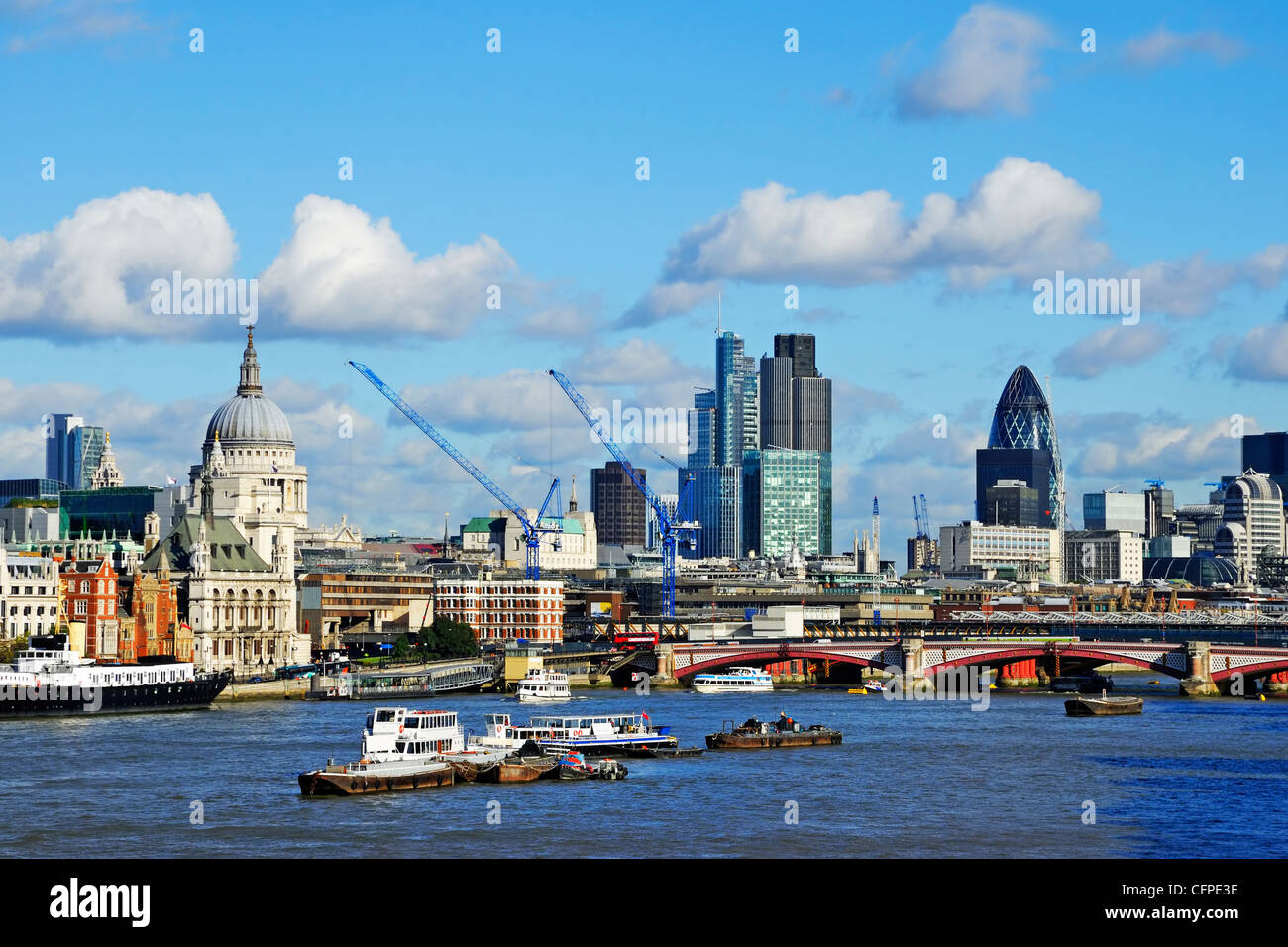 City of London skyline and St Paul's Cathedral from Waterloo Bridge, London, South East England Stock Photo