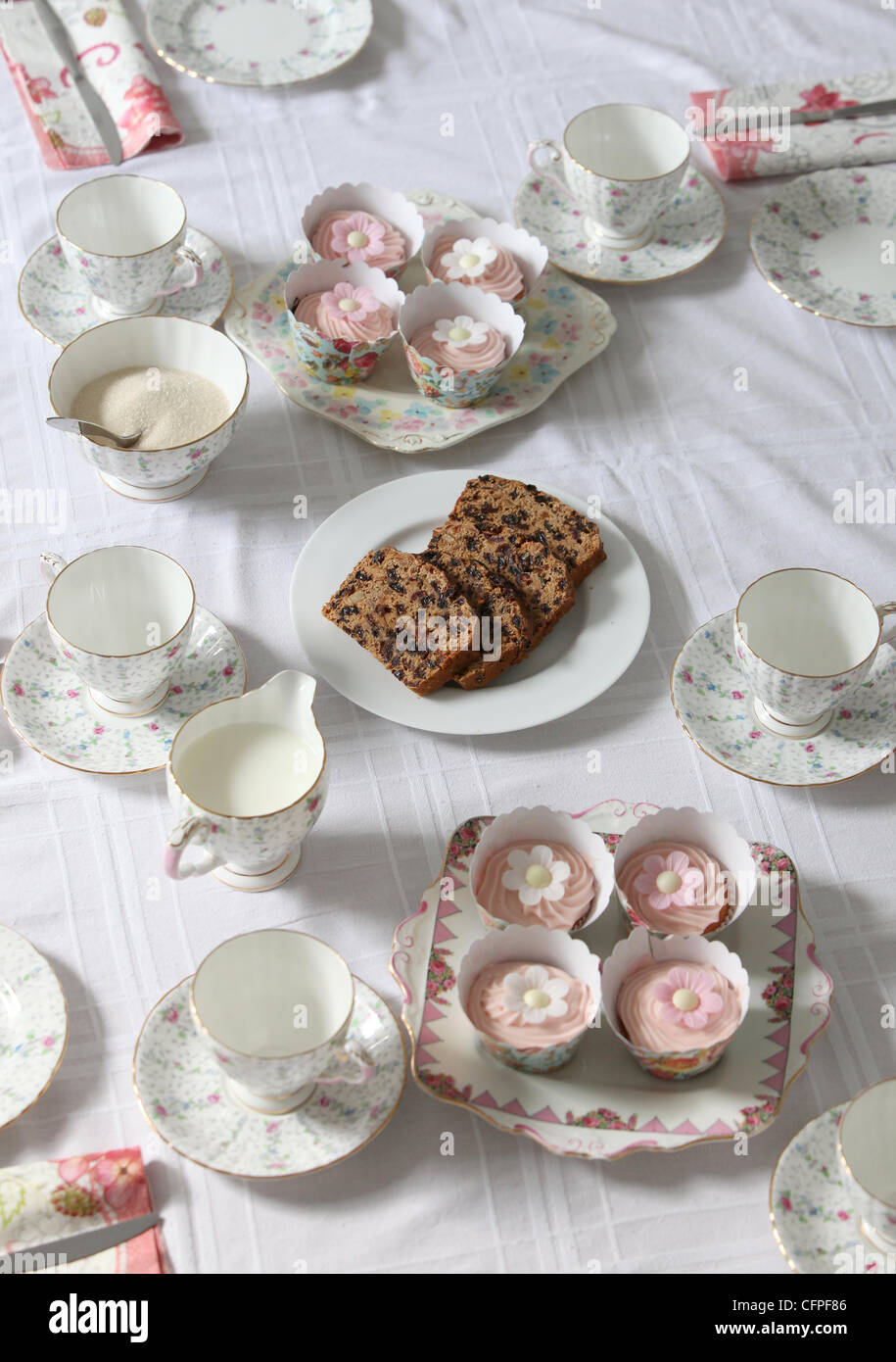 A table laid for Tea. Photograph by Jamie Mann Stock Photo