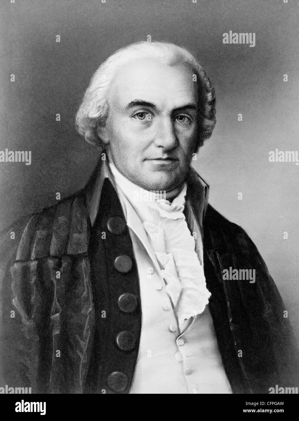 Vintage portrait print of American statesman and judge Oliver Ellsworth (1745 - 1807) - the third US Chief Justice (1796 - 1800). Stock Photo